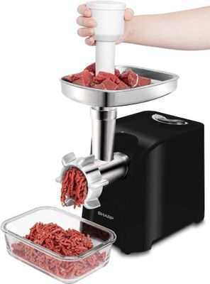 Sharp 2200W 3 Disc Meat Mincer, Grinder, Sausage, Kebab Maker Blade With Reverse Function, Black-Silver, EG-PL41-K3