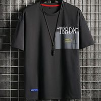 Men's Unisex Tee T shirt Hot Stamping Graphic Prints Letter Plus Size Print Short Sleeve Casual Tops Cotton Basic Fashion Designer Big and Tall White Dark Gray miniinthebox - thumbnail