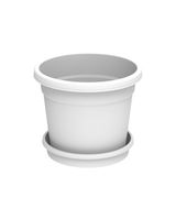 Cosmoplast Round Flower Pot with Tray 8 inch White - thumbnail