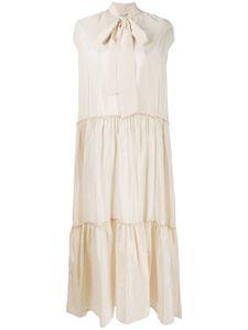 Ballantyne pussy bow tiered dress - NEUTRALS