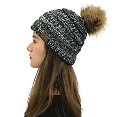 Women's Beanie  Slouchy Home Street Dailywear Knitted Pure Color Black White Hat Lightinthebox