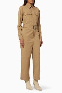 Belted Jumpsuit in Cotton Twill