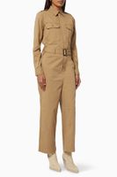 Belted Jumpsuit in Cotton Twill - thumbnail