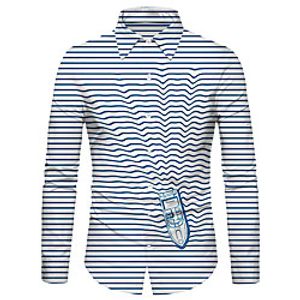 Men's Shirt 3D Print Striped Waves 3D Print Button-Down Long Sleeve Casual Tops Casual Fashion Comfortable Blue Lightinthebox