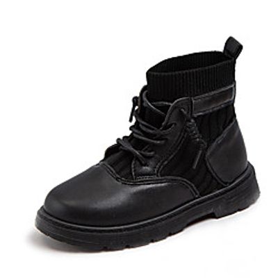 Boys' Girls' Boots Combat Boots PU Little Kids(4-7ys) Big Kids(7years ) Daily Walking Shoes Black Beige Fall Spring / Booties / Ankle Boots miniinthebox