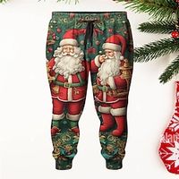 Santa Claus Casual Men's 3D Print Christmas Pants Sweatpants Joggers Outdoor Street Casual Daily Polyester Green S M L Mid Waist Elasticity Pants Lightinthebox - thumbnail