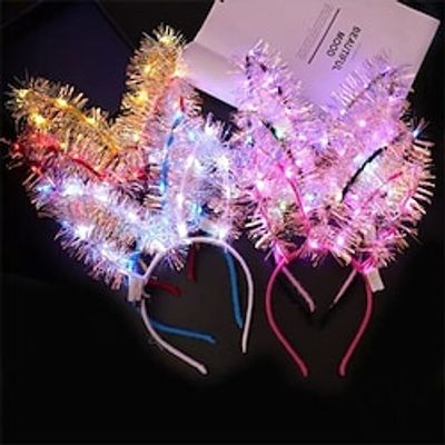Rabbit Ear Decor Headband Luminous Headwear Led Lights Rabbit Flashing Costume Hair Hoop Party Hair Accessories miniinthebox