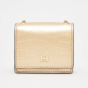 Chrisbella Crocodile Textured Crossbody Bag with Chain-Link Strap