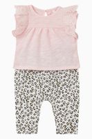 Embroidered Top & Leopard Leggings Set - thumbnail