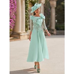 A-Line Mother of the Bride Dress Wedding Guest Elegant Vintage Straight Neckline Ankle Length Organza Short Sleeve Short Jacket Dresses with Appliques Flower 2024 Lightinthebox