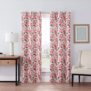 2 Panels Floral Pink Room Curtain Drapes 100% Blackout Curtain For Living Room Bedroom Kitchen Window Treatments Thermal Insulated Room Darkening Lightinthebox