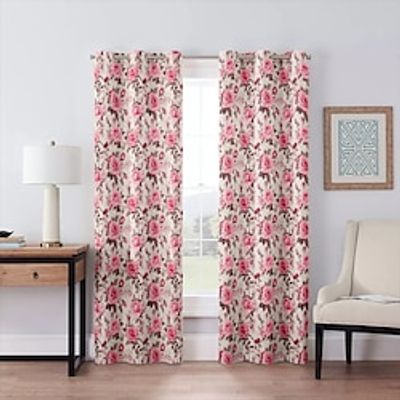 2 Panels Floral Pink Room Curtain Drapes 100% Blackout Curtain For Living Room Bedroom Kitchen Window Treatments Thermal Insulated Room Darkening Lightinthebox