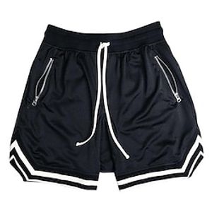 Men's Basketball Shorts Gym Shorts Sport Basketball Running Casual Drawstring Elastic Waist Color Block Knee Length Gymnatics Activewear Black White Micro-elastic Lightinthebox