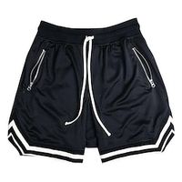 Men's Basketball Shorts Gym Shorts Sport Basketball Running Casual Drawstring Elastic Waist Color Block Knee Length Gymnatics Activewear Black White Micro-elastic Lightinthebox - thumbnail