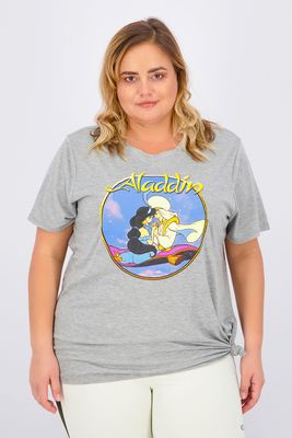 Womens Trendy Plus Size Aladdin Graphic-Print T-Shirt Gray Womens Trendy Plus Size Aladdin Graphic-Print T-Shirt Gray