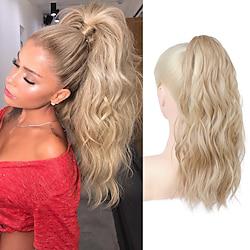 Blonde Ponytail Extension Smooth Tangle-Resistant Beach Waves Wrap Around Pony Tail Hair Extensions Natural Soft Clip in Hair Extensions Ponytail Synthetic Fake Hairpiece Lightinthebox