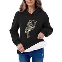 Women's Pullover Cotton Casual Front Pocket Olive Green Black Red Plain Casual Round Neck Long Sleeve Only tops Micro-elastic Fall  Winter Lightinthebox - thumbnail