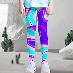 Kids Girls' Leggings Graphic Active Outdoor 3-12 Years Summer Blue Purple Green Lightinthebox