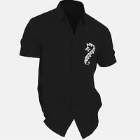 Men's Linen Shirt Summer Shirt Beach Shirt Turndown Summer Short Sleeve Black White Blue Music Casual Daily Clothing Apparel Lightinthebox - thumbnail