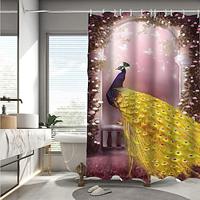 Beautiful Floral Animal Peacock Landscape Print with Hook Shower Curtain Modern Polyester Mechanized Waterproof Bathroom Lightinthebox