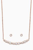 Round CZ Bar Necklace & Stud Earrings Set Round CZ Bar Necklace & Stud Earrings Set