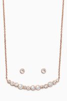 Round CZ Bar Necklace & Stud Earrings Set - thumbnail