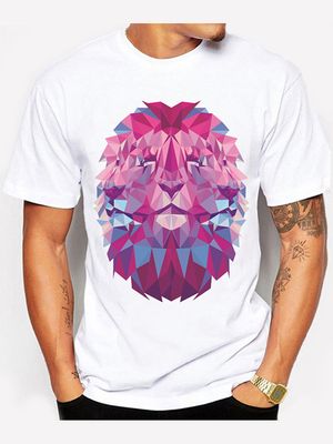 YOINS BASICS Men Summer Cartoon Lion Print Casual Short Sleeve T-Shirt YOINS BASICS Men Summer Cartoon Lion Print Casual Short Sleeve T-Shirt