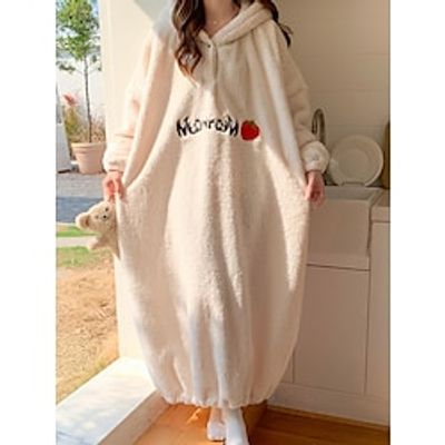 Women's Fleece Bathrobe Dress Letter Fruit Plush Casual Comfort Home Daily Bed Coral Fleece Coral Velvet Warm Hoodie Long Sleeve Embroidery Fall Winter Black Pink Lightinthebox Women's Fleece Bathrobe Dress Letter Fruit Plush Casual Comfort Home Daily Bed Coral Fleece Coral Velvet Warm Hoodie Long Sleeve Embroidery Fall Winter Black Pink Lightinthebox