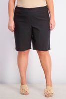 Womens Plus Size Plain Pull On Short  Black - thumbnail