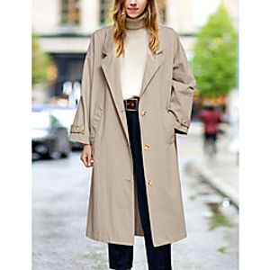 Women's Coat Casual Daily Fall Winter Long Coat Regular Fit Warm Casual Jacket Long Sleeve Solid Color Modern Style khaki Black miniinthebox