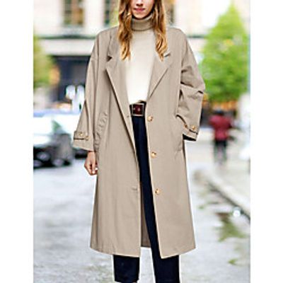 Women's Coat Casual Daily Fall Winter Long Coat Regular Fit Warm Casual Jacket Long Sleeve Solid Color Modern Style khaki Black miniinthebox