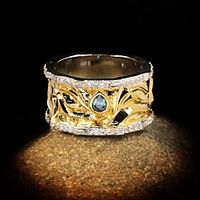 Ring AAA Cubic Zirconia Vintage Style Gold Brass Floral Theme Flower Artistic Luxury European 1pc 6 7 8 9 10  Women's Lightinthebox - thumbnail