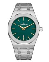 Tornado Men's Miyota GM15 Movement Watch, Analog Display and Stainless Steel Brushed Bracelet Strap - T9009-SBSHG, Silver