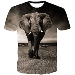 Men's T shirt Shirt 3D Print Graphic Animal Print Short Sleeve Daily Tops Streetwear Round Neck Dark Gray miniinthebox
