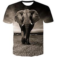Men's T shirt Shirt 3D Print Graphic Animal Print Short Sleeve Daily Tops Streetwear Round Neck Dark Gray miniinthebox - thumbnail