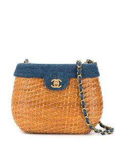 Chanel Pre-Owned Denim Basket Chain Shoulder Bag - Brown