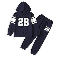 Kids Boys Hoodie  Pants HoodieSet Clothing Set 2 Pieces Long Sleeve Navy Blue Letter Print Street Sports Vacation Fashion Comfort Cool Daily 3-12 Years Lightinthebox - thumbnail