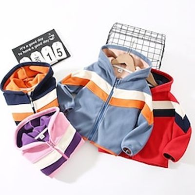 Kids Boys Hoodie Jacket Outerwear Solid Color Long Sleeve Zipper Coat Outdoor Cool Daily Red Blue Green Spring Fall 7-13 Years Lightinthebox