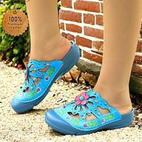 Women's Sandals Slippers Clogs Plus Size Handmade Shoes Hand Embossed Outdoor Daily Vacation Floral Crystal Rivet Flower Platform Wedge Round Toe Bohemia Vintage Casual Walking Premium Leather Loafer Lightinthebox