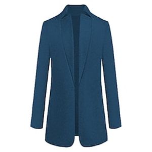 Women's Plus Size Winter Coat Coat Plain Formal Office Long Sleeve Stand Collar Regular Winter Fall Blue Wine Fuchsia L XL XXL 3XL 4XL Lightinthebox