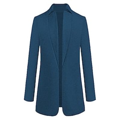 Women's Plus Size Winter Coat Coat Plain Formal Office Long Sleeve Stand Collar Regular Winter Fall Blue Wine Fuchsia L XL XXL 3XL 4XL Lightinthebox