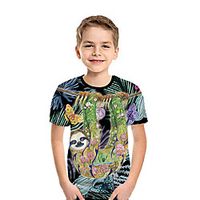 Kids Boys' T shirt Tee Short Sleeve Butterfly 3D Print Floral Animal Black Children Tops Summer Active Daily Wear Regular Fit 3-12 Years Lightinthebox - thumbnail