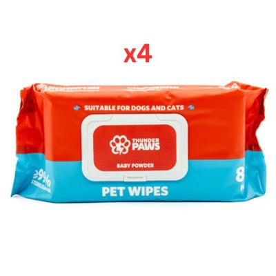 Thunder Paws Baby Powder Sanitary Pet Wipes For Cats And Dogs 80pcs (Pack Of 4)