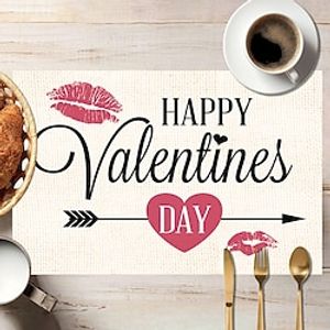 Valentine' S Day Placemats, Valentine' S Day Decorations,Love Valentine Decor, Love Forver Red Table Mat Anniversary Wedding Table Decor For Kitchen Dining Party Lightinthebox