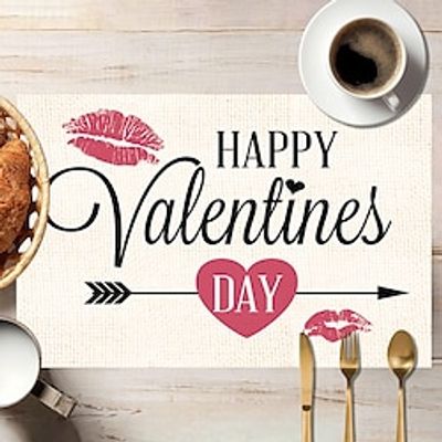 Valentine' S Day Placemats, Valentine' S Day Decorations,Love Valentine Decor, Love Forver Red Table Mat Anniversary Wedding Table Decor For Kitchen Dining Party Lightinthebox