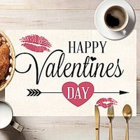 Valentine' S Day Placemats, Valentine' S Day Decorations,Love Valentine Decor, Love Forver Red Table Mat Anniversary Wedding Table Decor For Kitchen Dining Party Lightinthebox - thumbnail
