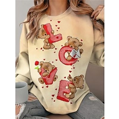 Women's Sweatshirt Pullover Floral Cat Butterfly Active Sportswear Print White Yellow Pink Casual Sports Round Neck Long Sleeve Micro-elastic Fall  Winter Lightinthebox