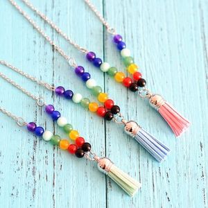 Agate 7 Color Chakra Tassels Necklace