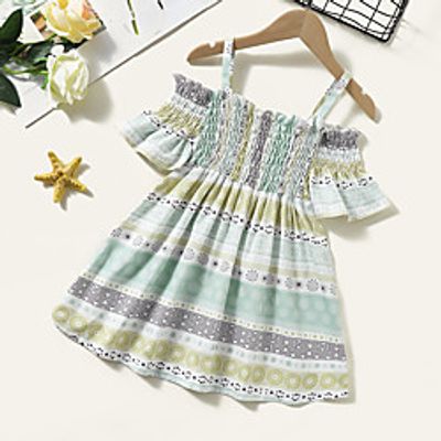 Kids Toddler Little Girls' Dress Graphic Sundress Print Light Green Knee-length Sleeveless Active Dresses Summer Regular Fit 2-8 Years miniinthebox