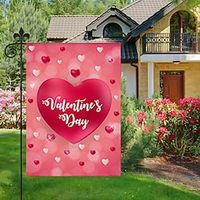Valentine's Day Garden Flag 12x18Inch Outdoor Decorations Welcome Garden Patio Flag Love Heart Gnomes Yard Flag Double Sided Holiday Outdoor Flags 1pc Lightinthebox - thumbnail